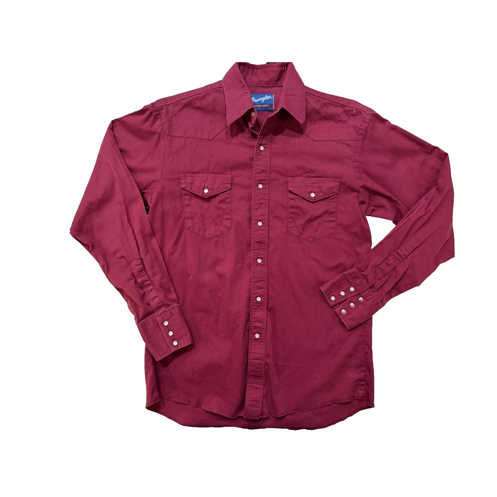 Vintage Wrangler Pearl Snaps Shirt Mens LG Red‎ WesternWear Cowboycore